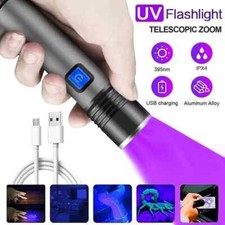 Lampe Torche de poche rechargeable LED UV blacklight Lumière noire Ultraviolet