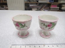 CA217 LOT DE 2 COQUETIERS ANCIEN VINTAGE PORCELAINE CERAMIQUE FAIENCE OEUF