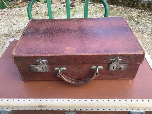 Belle petite valise cuir - valise, croco