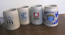 LOT OF 4 BEER MUGS STONEWARE NORTH / ALSACE / AUSTRIA / BELGIUM