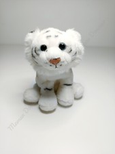 Peluche/Doudou Petit Bébé Tigre Blanc Rayé Noir Yeux Bleus Nez Rose 15cm - Gipsy