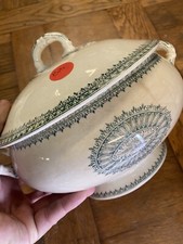 English Creil Montereau Soup Earthenware Service Dishware White Flower Antique