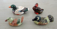 Set of 4 Miniature Painted Wooden Ducks / Miniature Painted Wooden Ducks