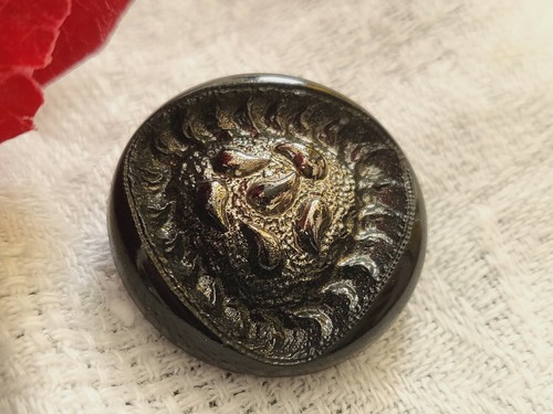 Bouton vintage verre noir - bouton,