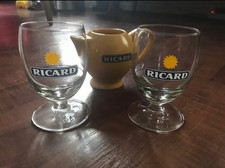 Lot of 2 glasses and 1 advertising pitcher pastis Ricard