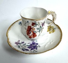 Tasse et sous-tasse en porcelaine - Décor de Fleurs - Limoges - France