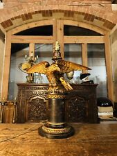 Antique Empire Style Giltwood Imperial Eagle Table Lamp, Italian Early 20th C
