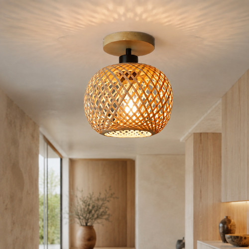Lampe plafond bambou - de,