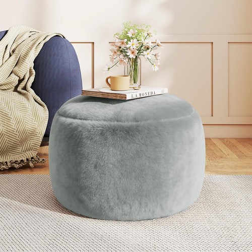 Round stuffed pouf ottoman - stuffed,