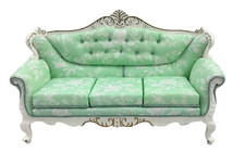 Maison de Poupées Canapé Blanc Vert Louis XV Rococo Baroque JBM Meubles 1:12
