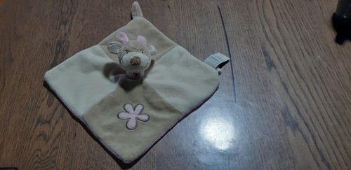 Doudou plat girafe beige - doudou, rose