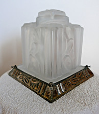ART DECO molded glass DEGUE France No:261 desk or ceiling lamp