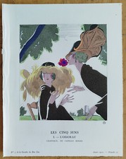 Art Deco Gazette de Bon Ton Pochoir Cinq sens Odorat by Mourgue - 1920