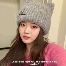 Bonnet tricot oreille chat