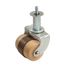 Roulette pivotante bois avec bande souple 70 mm - charge 100 kg - M 10 - hauteu