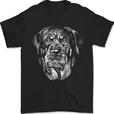 A Monochrome Rottweiler Dog Mens T-Shirt 100% Cotton
