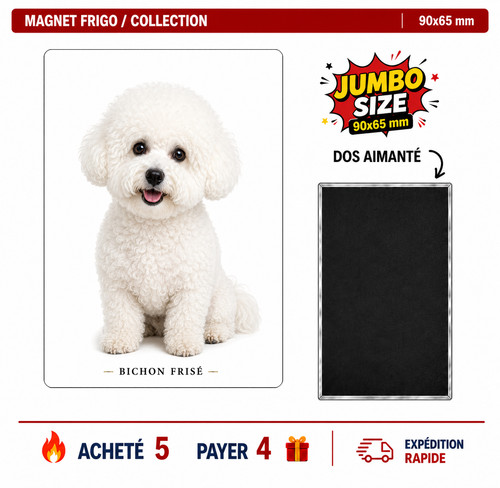 Magnet bichon frisé - bichon, 90x65