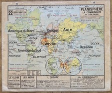 ?Old school map Vidal-Lablache 22, 1950 - world map, Planisphere