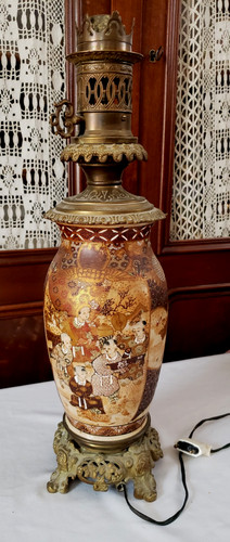Grande lampe ancienne faience - lampe,