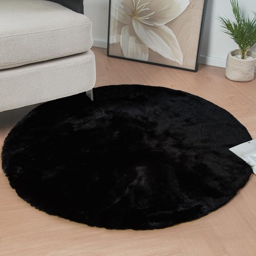 Tapis rond noir 120 doux - tapis,