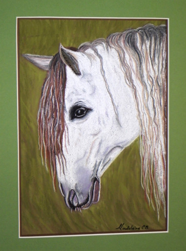 Pastel animal painting white - painting, "white