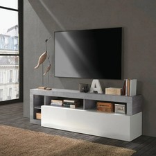 Meuble TV mobile blanc laqué