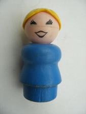 Vintage Fisher Price Little People Play Family Character Wood Figure Wood