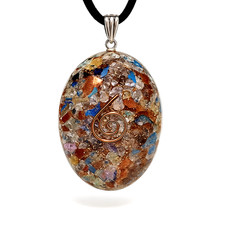 Collier pendentif orgone 7 chakras orgonite pierre précieuse résine cuivre...