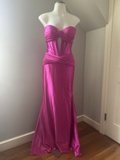 Women’s Sherri Hill Pink Satin Strapless Corset Gown Cut-out Detail Size 2