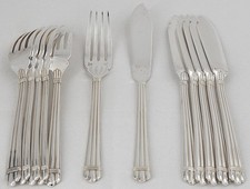 Christofle Aria, 6 fish cutlery, 12 pieces, silver metal, excellent condition.