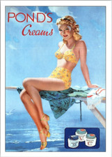 Postcard Ponds Cream Fifties Allure Girl In Yellow Bikini Advertisement