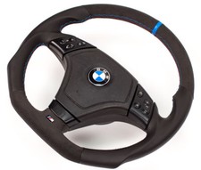 Aplati Alcantara Volant en Cuir Multifonction BMW M3 E46 Avec Airbag Bleu