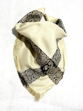 Unique Scarf Beige Black Line Woven Desert Bandana Keffieyh Arab Shawl OldStyle
