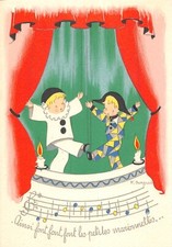Old postcard illustrator / F.burguiere / songs for the little ones / puppets