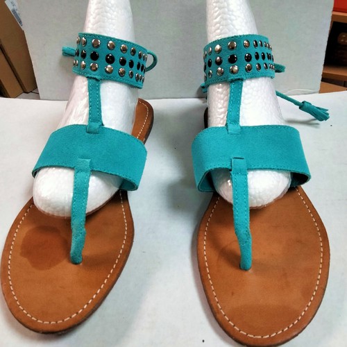 Sandales cuir turquoise les - sandales,