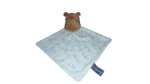 Doudou hippopotame plat marron
