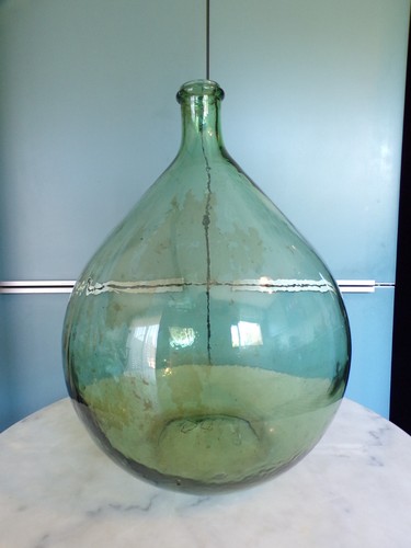 Ancien bonbonne verre soufflé - ancien, verre-soufflé