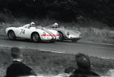 Original negative 6X9cm Porsche 550 RS battle SESSLAR - HOLBERT Watkins GLEN 1958