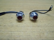 2 Vintage NOS Red Dash Board Indicator Lights 12V Turn Signal On Off Rat Hot Rod