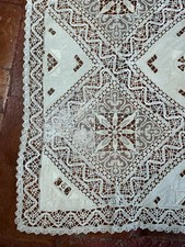 ANTIQUE LACE - TABLECLOTH lace needle, spindles, net, days - circa 1900