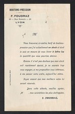 LYON (69) FACTORY OF BUTTONS & PRESSES "F. FOUDRAZ" PRICING LEAFLET