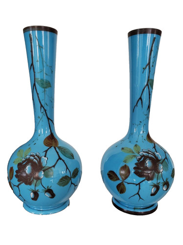 Bohemian pair opaline vases - pair,