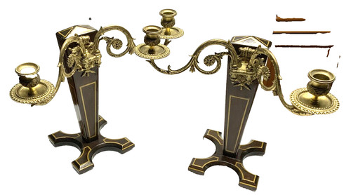 Paire chandeliers bois et - de,