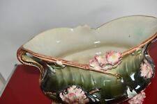 Boch Brother Keramis Polychrome Ceramic Embossed Flowers Planter 1900-1930