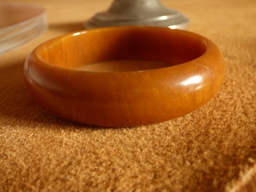 Bracelet jonc bakelite ambre - bracelet,