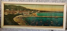 ANCIENNE VUE PANORAMIQUE CANNES PORT CROISETTE ED. GILETTA 60,5 X 25,5 CM