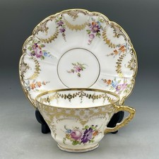 Antique Richard Klemm Dresden Hand Painted Floral Cup And Saucer