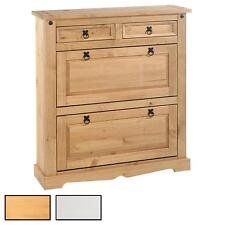 Meuble à chaussures style mexicain armoire 2 abattants 2 tiroirs en pin massif