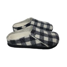 Birkenstock Zermatt Shearling Sabot Slip On Shoes in Black & White Plaid Girls 1