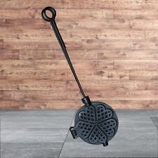 ANCIEN VINTAGE APPAREIL A GAUFRIER GAUFRETTE ETERNEL GAUFRE DE CHEMINÉE EN FONTE